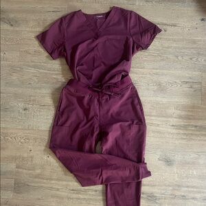 Women's Burgundy Scrub Set
